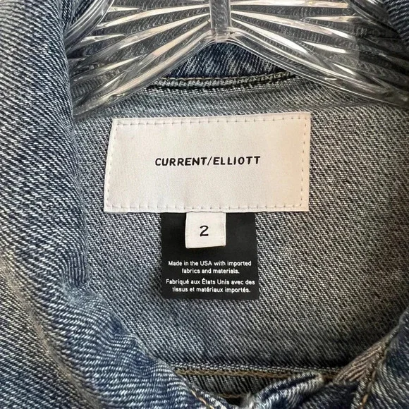 Current Elliot The Baby Trucker Blue Designer Classic Casual Denim Jean Jacket M - Picture 9 of 11